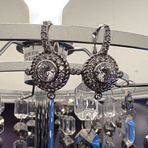 Judith Ripka 925/CZ lever back earrings.